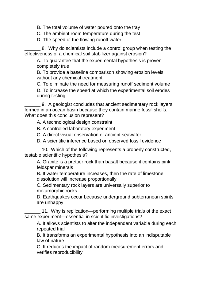 Intro to Scientific Inquiry Lesson Quiz sample page