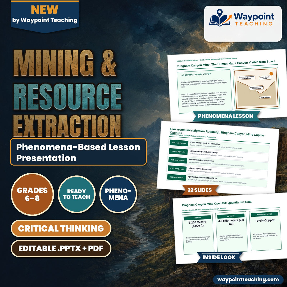Mining & Resource Extraction Phenomena-Based Lesson: Bingham Canyon Mine: The Human-Made Canyon Visible from Space Presentation cover