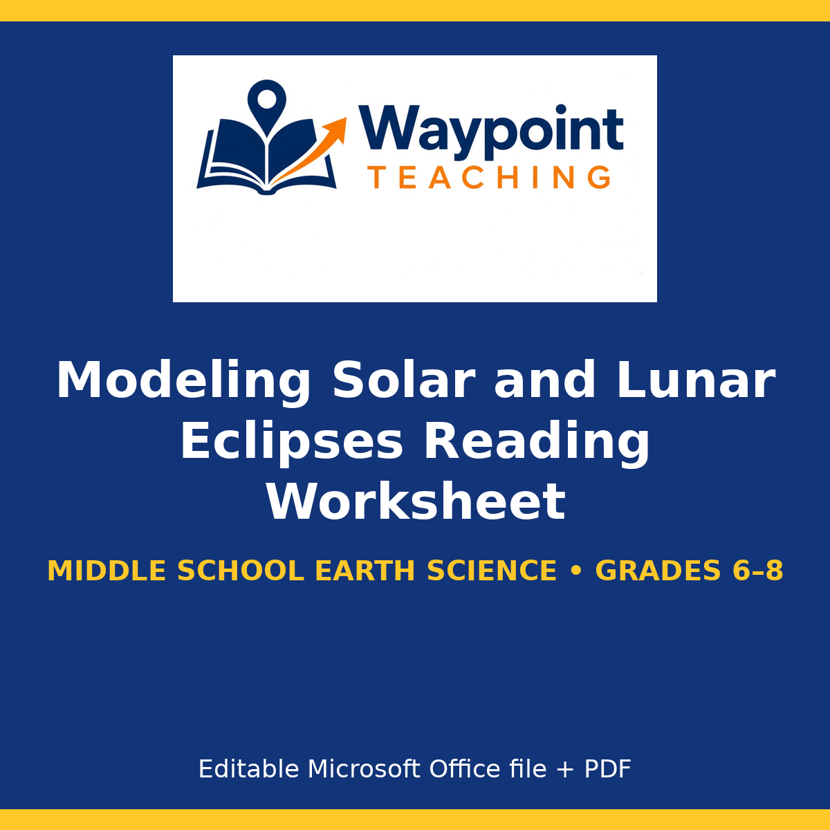 Modeling Solar and Lunar Eclipses Reading Worksheet cover