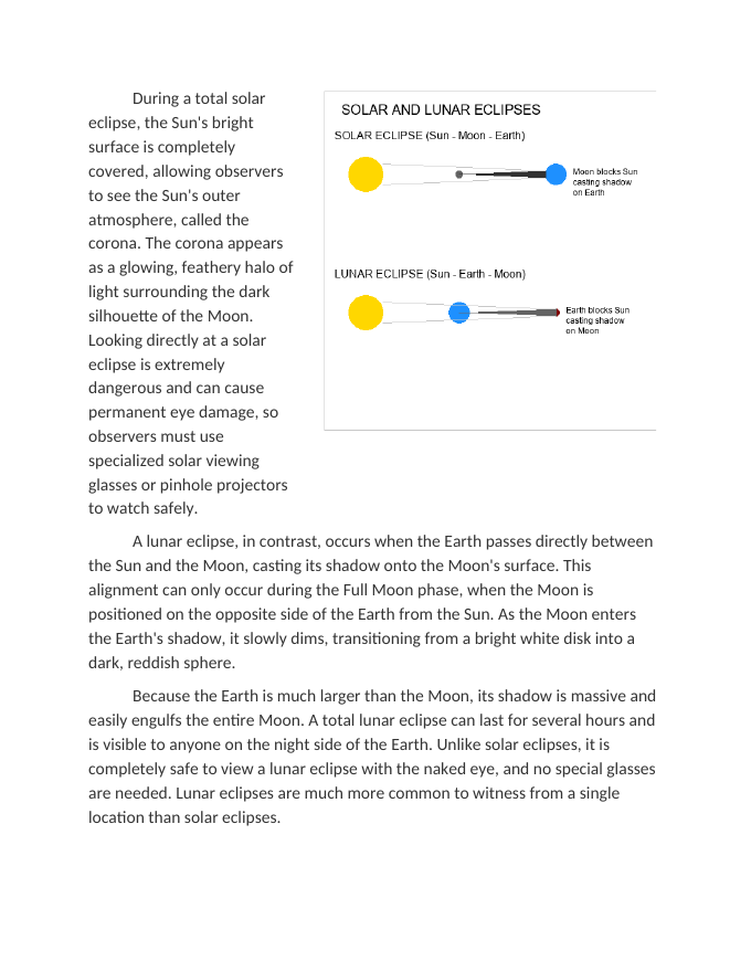 Modeling Solar and Lunar Eclipses Reading Worksheet sample page