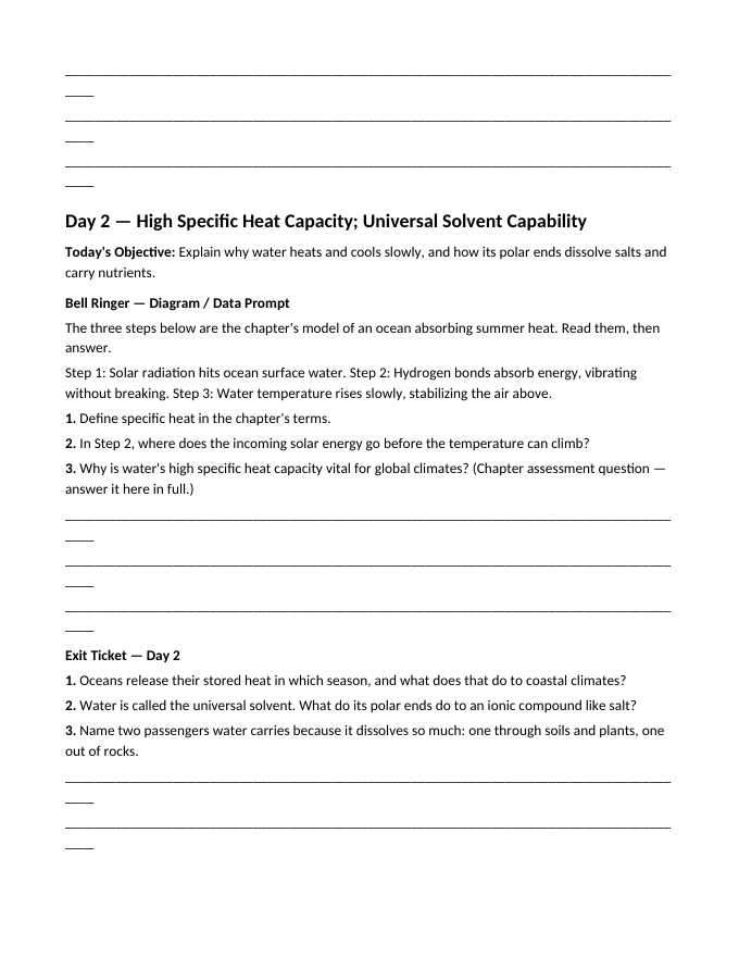 Properties of Water Bell Ringers & Exit Tickets sample page