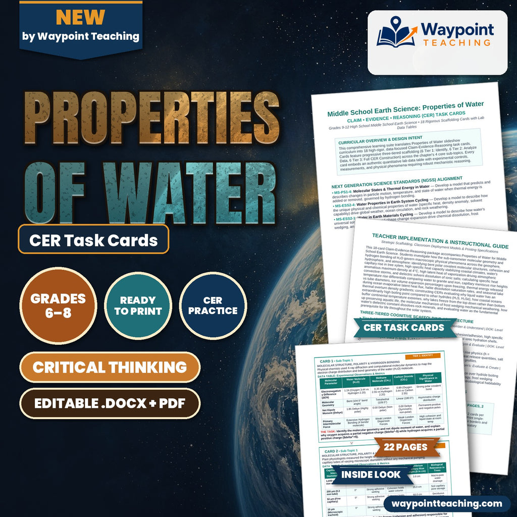 Properties of Water CER Task Cards cover