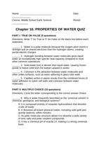 Properties of Water Lesson Quiz sample page