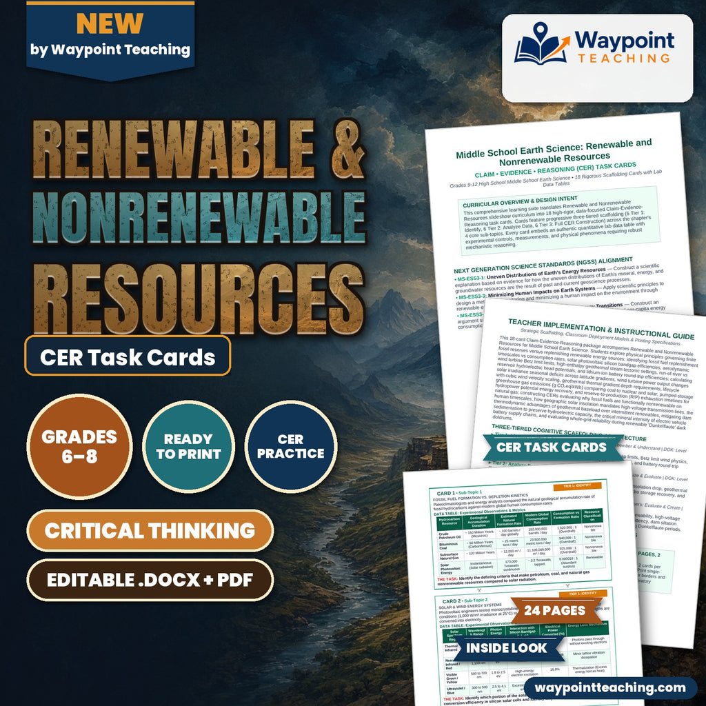 Renewable & Nonrenewable Resources CER Task Cards cover