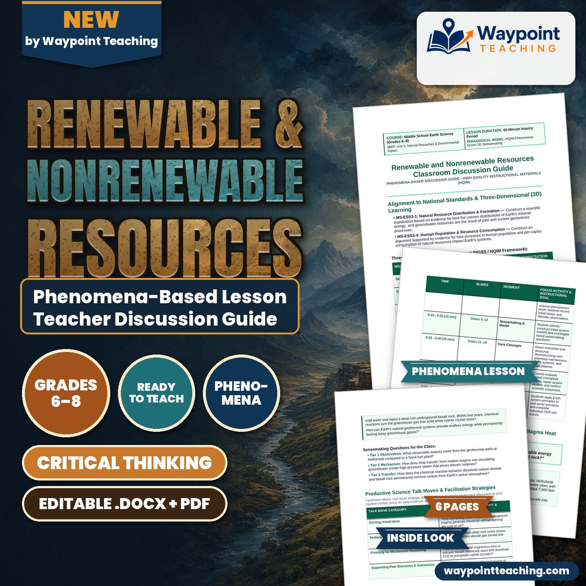 Renewable & Nonrenewable Resources Phenomena-Based Lesson: Hellisheidi: Harvesting Magma Heat and Turning Carbon Dioxide into Stone Teacher Discussion Guide cover