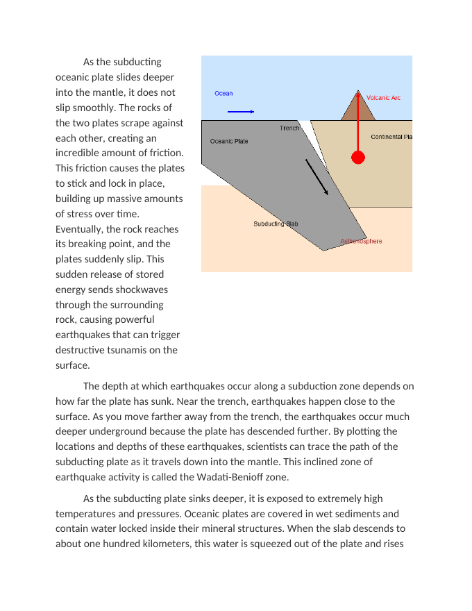 Subduction Zones and the Formation of Deep Ocean Trenches Reading Worksheet sample page