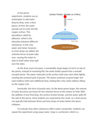 Surface Tension Lab: How Many Drops Can Fit on a Penny Reading Worksheet sample page