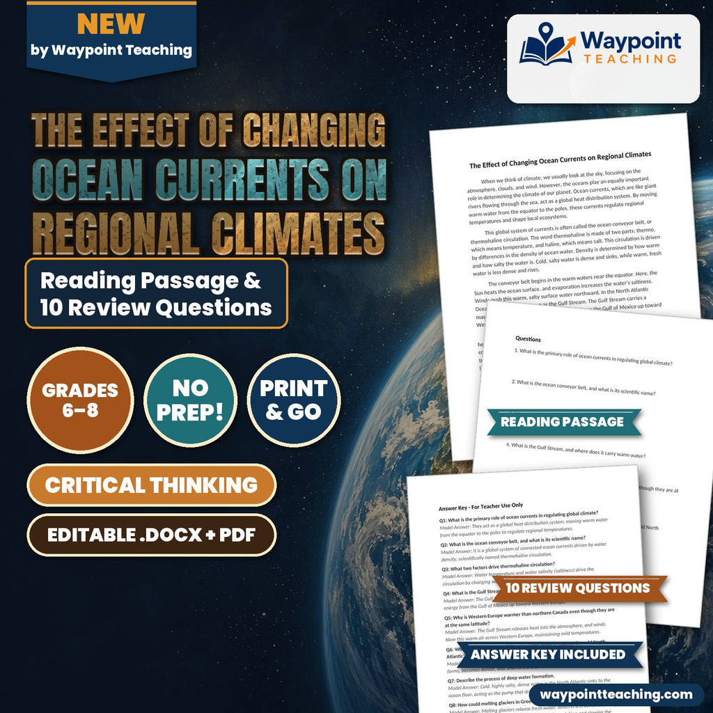 The Effect of Changing Ocean Currents on Regional Climates Reading Worksheet cover