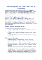 The Solar System 5E Lesson Plan sample page