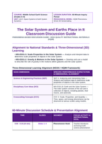 The Solar System Phenomena-Based Lesson: The Pale Blue Dot: Earth as a Solitary Sunlit Pixel Across 3.7 Billion Miles Teacher Discussion Guide sample page