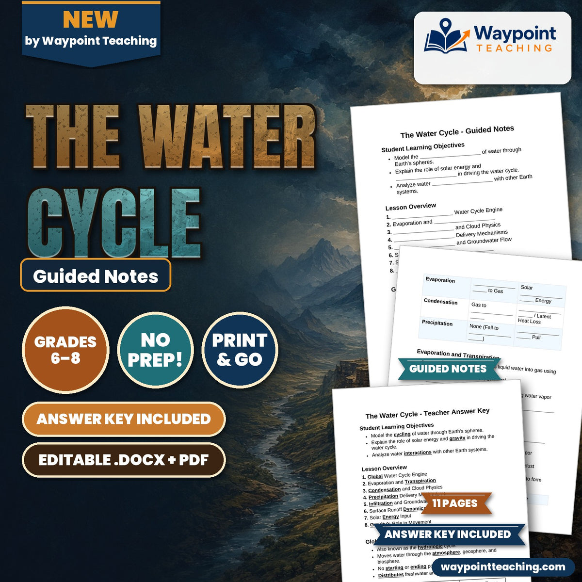 The Water Cycle Guided Notes cover