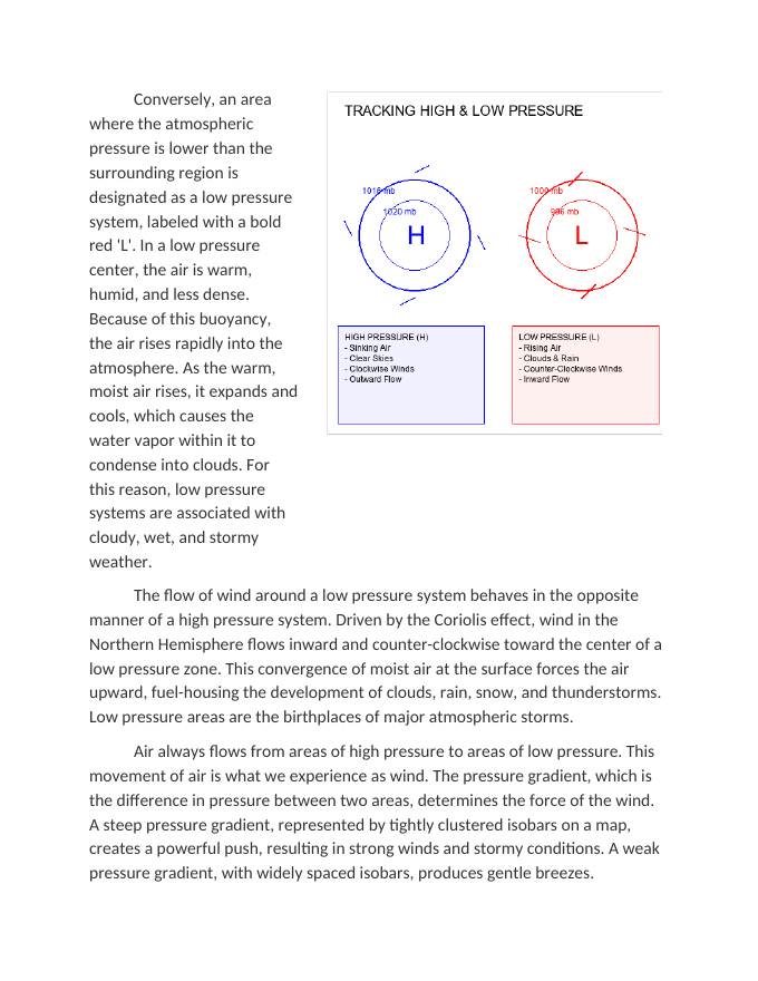 Tracking High and Low Pressure Systems on a Weather Map Reading Worksheet sample page
