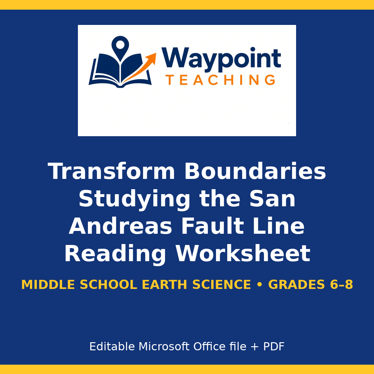 Transform Boundaries Studying the San Andreas Fault Line Reading Worksheet cover