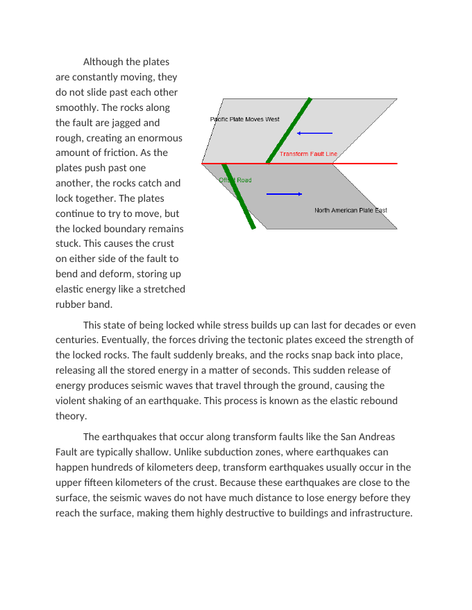 Transform Boundaries Studying the San Andreas Fault Line Reading Worksheet sample page