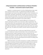 Using Anemometers and Barometers to Measure Weather Variables Reading Worksheet sample page