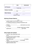 Weather vs. Climate Guided Notes sample page
