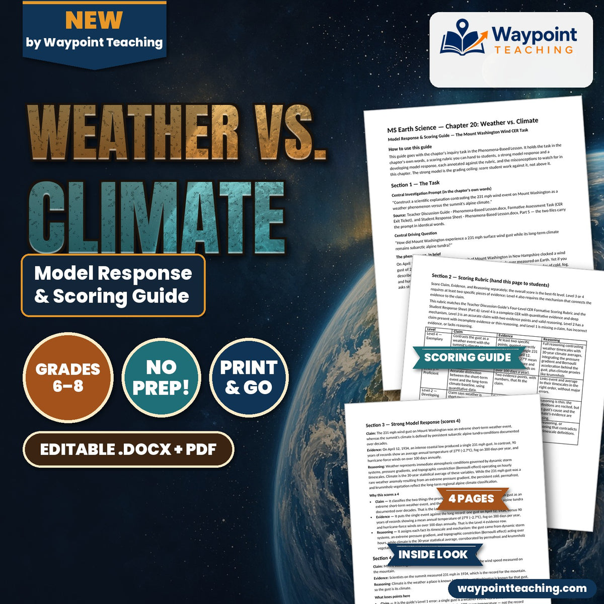 Weather vs. Climate Model Response & Scoring Guide cover