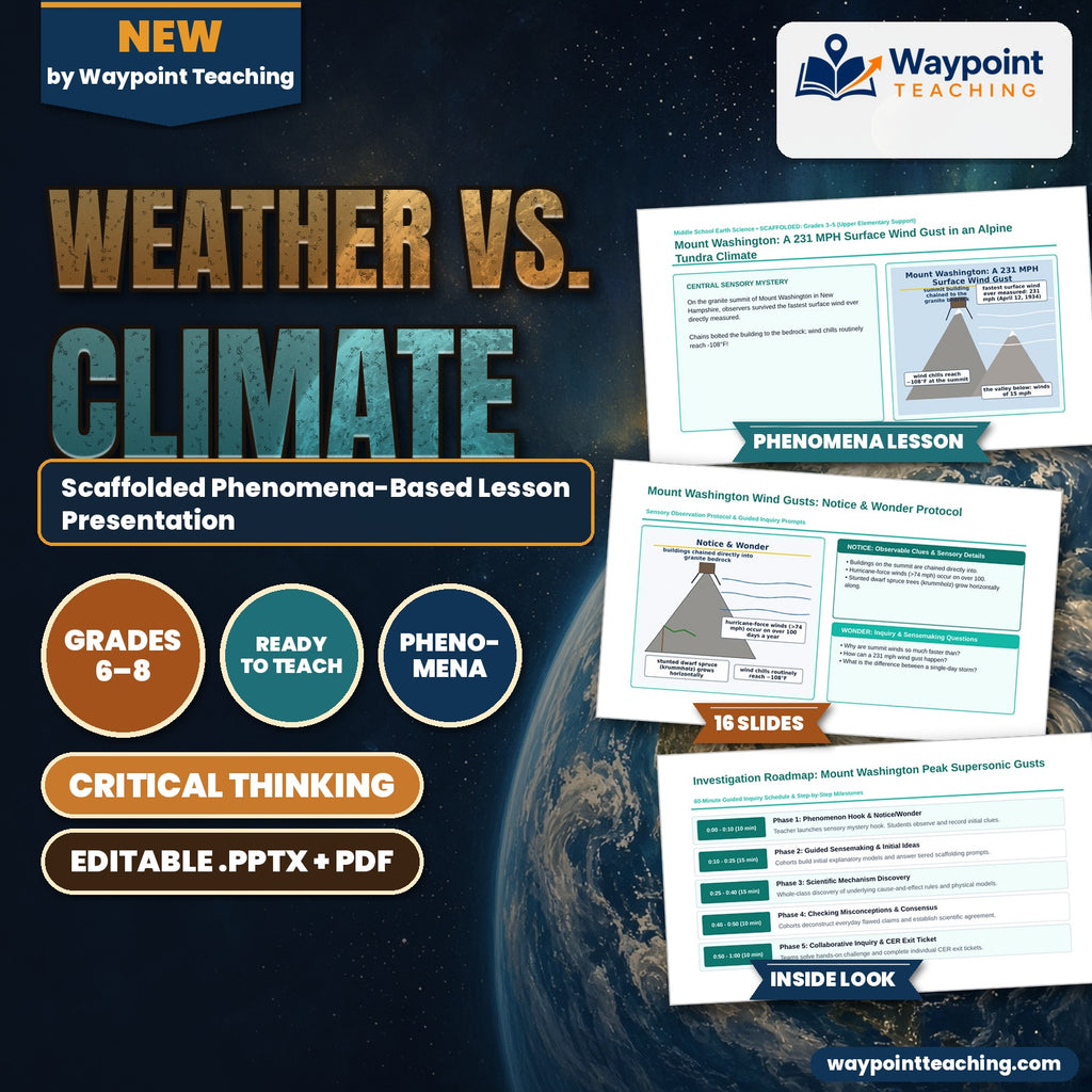 Weather vs. Climate Scaffolded Phenomena-Based Lesson: Mount Washington: A 231 MPH Surface Wind Gust in an Alpine Tundra Climate Presentation cover