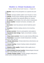 Weather vs. Climate Vocabulary Words & Definitions sample page