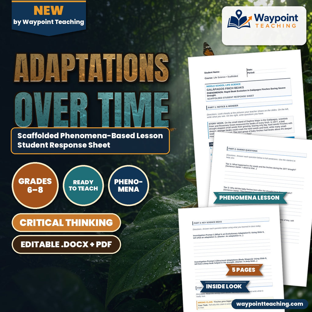 Adaptations Over Time Scaffolded Phenomena-Based Lesson: Rapid Beak Evolution in Galápagos Finches During Severe Drought Student Response Sheet cover