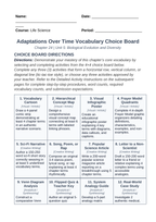 Adaptations Over Time Vocabulary Choice Board sample page