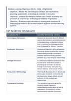 Anatomical & Embryological Evidence for Evolution 5E Lesson Plan sample page