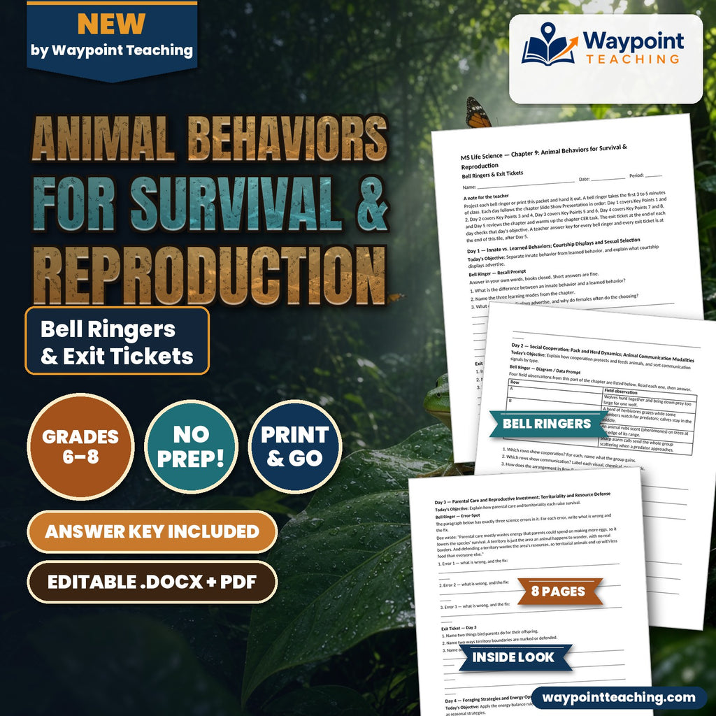 Animal Behaviors for Survival & Reproduction Bell Ringers & Exit Tickets cover