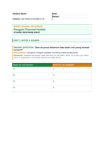 Animal Behaviors for Survival & Reproduction Phenomena-Based Lesson: Emperor Penguin Huddles Surviving Antarctic Blizzards Student Response Sheet sample page