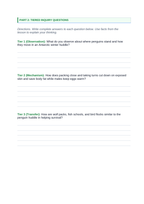Animal Behaviors for Survival & Reproduction Phenomena-Based Lesson: Emperor Penguin Huddles Surviving Antarctic Blizzards Student Response Sheet sample page