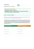 Animal Behaviors for Survival & Reproduction Scaffolded Phenomena-Based Lesson: Emperor Penguin Huddles Surviving Antarctic Blizzards Student Response Sheet sample page