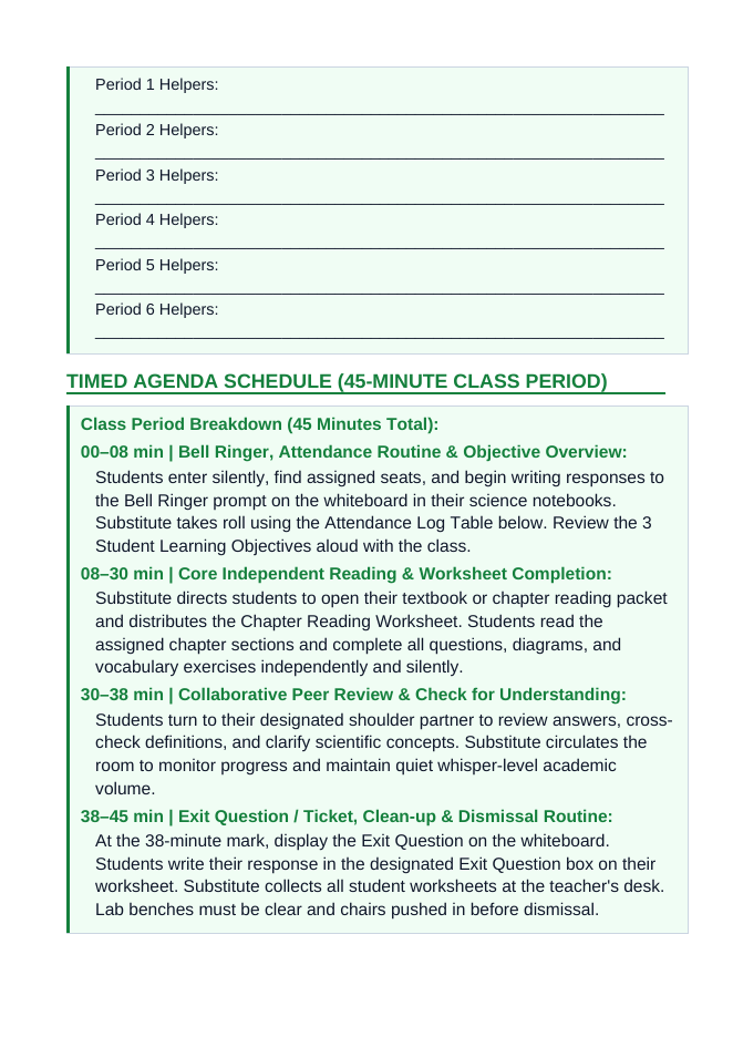 Animal Behaviors for Survival & Reproduction Substitute Lesson Plan sample page