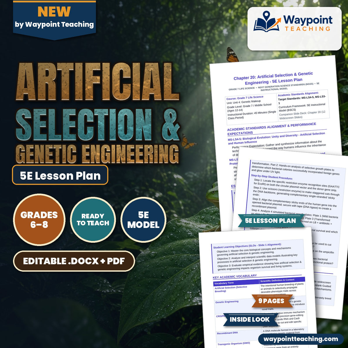 Artificial Selection & Genetic Engineering 5E Lesson Plan cover