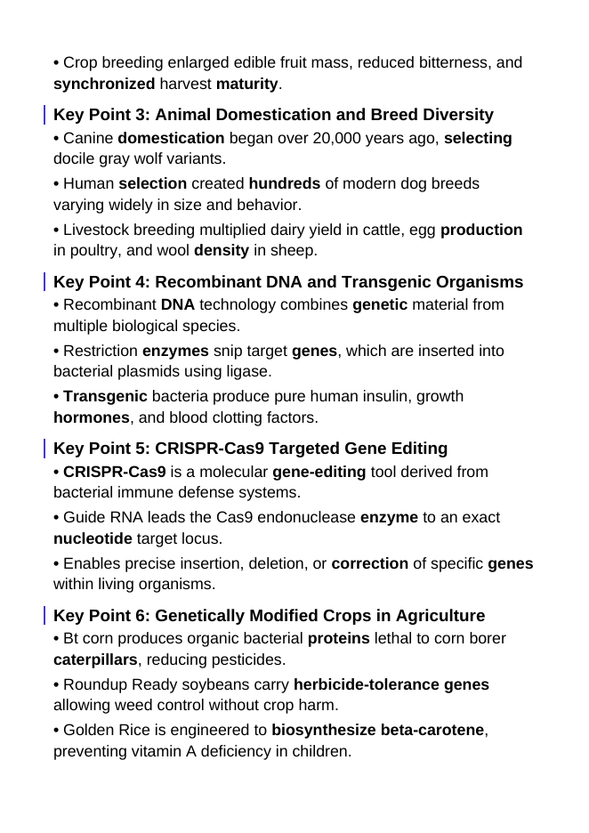 Artificial Selection & Genetic Engineering Guided Notes sample page