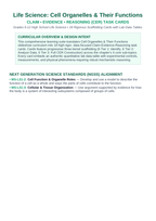 Cell Organelles & Their Functions CER Task Cards sample page