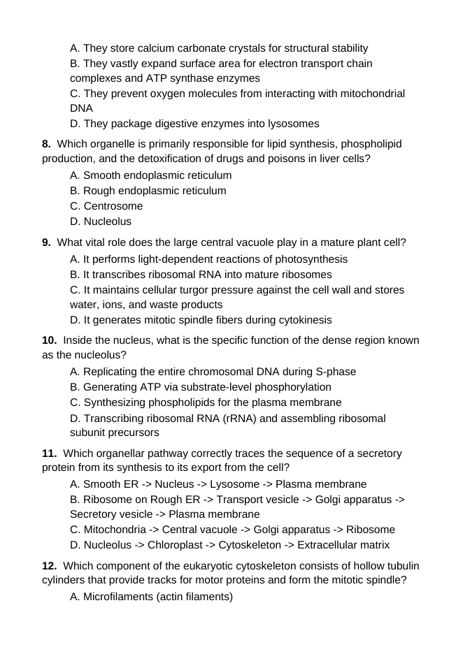 Cell Organelles & Their Functions Lesson Quiz sample page