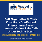 Cell Organelles & Their Functions Scaffolded Phenomena-Based Lesson: Onion Skin Cells Under Iodine Stain Showing the Nucleus, Cytoplasm, and Cell Wall Presentation cover