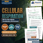 Cellular Respiration Fill-in-the-Blank Vocabulary Worksheet cover