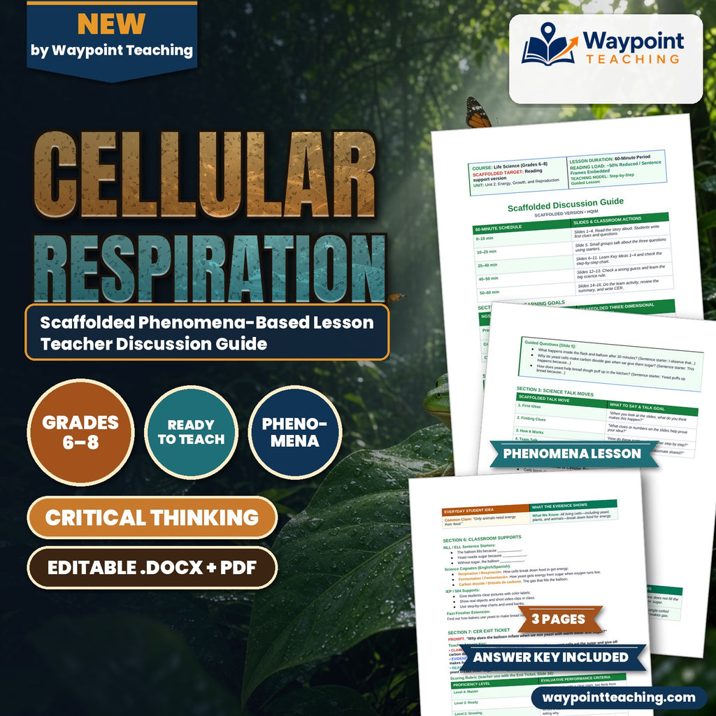 Cellular Respiration Scaffolded Phenomena-Based Lesson: Baker's Yeast Inflating a Balloon in Warm Sugar Water Teacher Discussion Guide cover