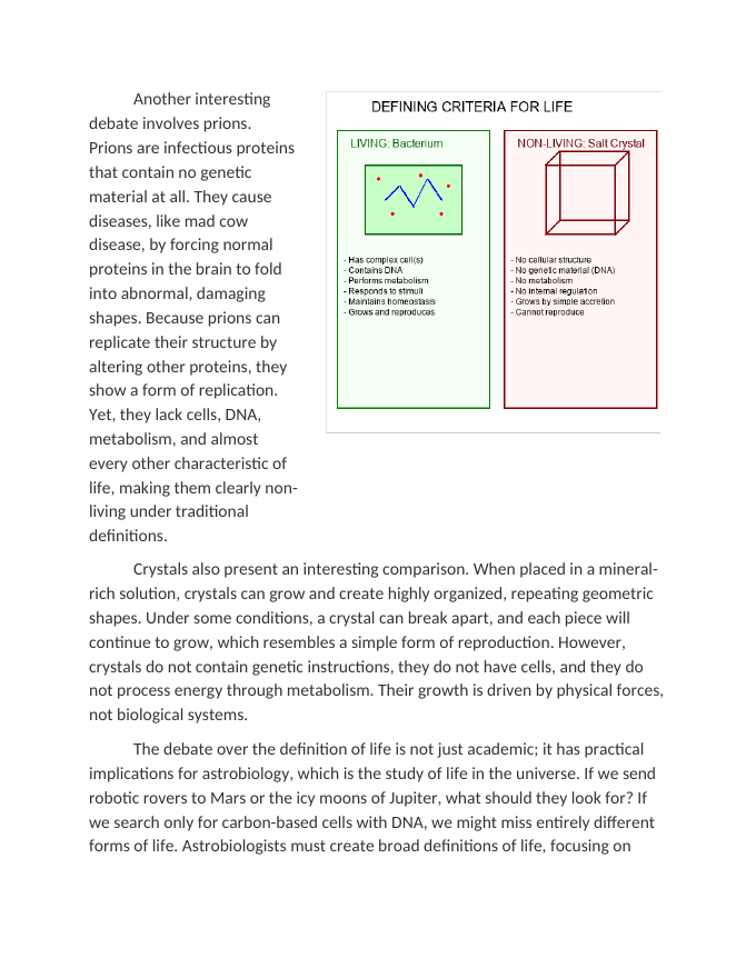 Defining the Criteria for Life: A Scientific Debate Reading Worksheet sample page