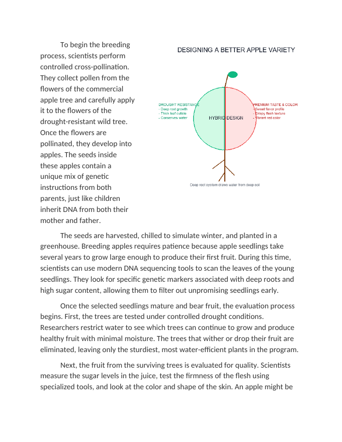 Designing an Apple Variety for Drought Resistance and Taste Reading Worksheet sample page