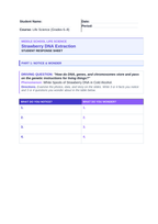 DNA, Genes, & Chromosomes Phenomena-Based Lesson: White Spools of Strawberry DNA in Cold Alcohol Student Response Sheet sample page