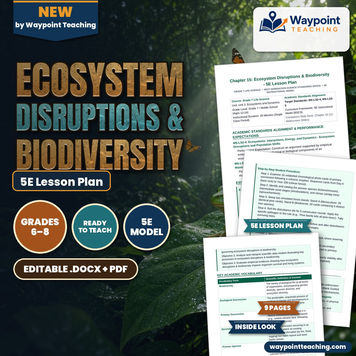 Ecosystem Disruptions & Biodiversity 5E Lesson Plan cover