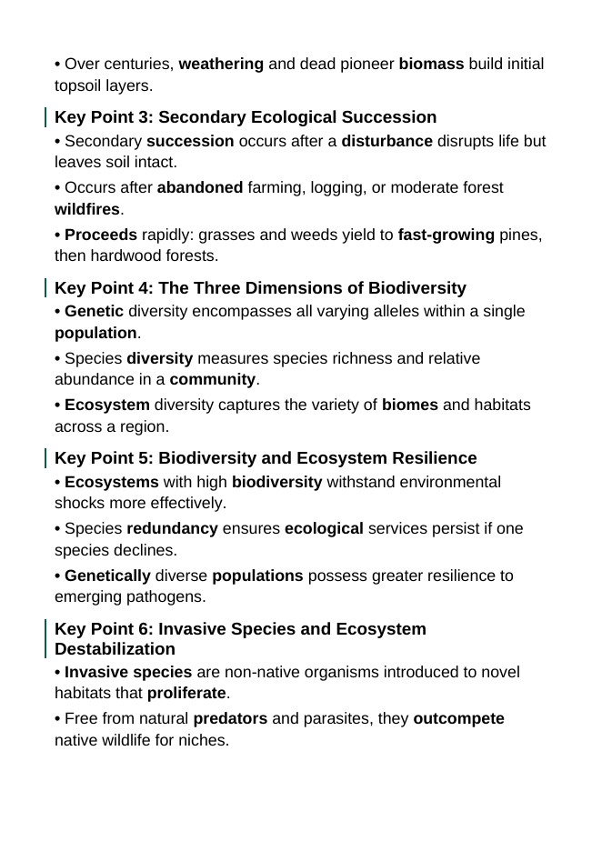Ecosystem Disruptions & Biodiversity Guided Notes sample page