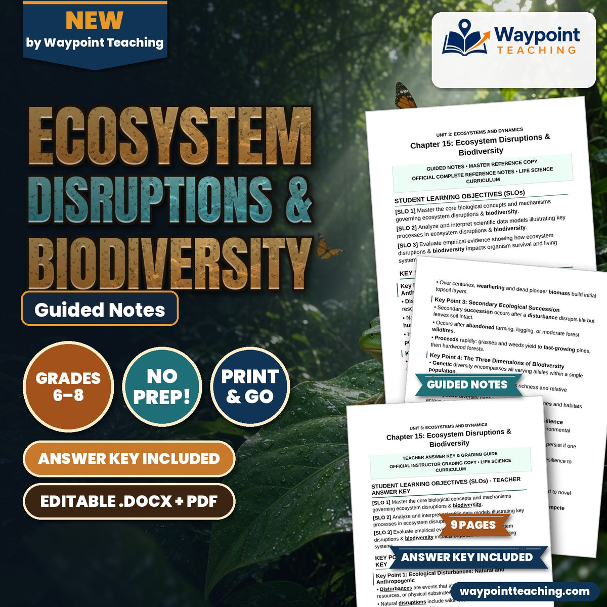 Ecosystem Disruptions & Biodiversity Guided Notes cover