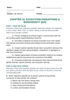 Ecosystem Disruptions & Biodiversity Lesson Quiz sample page