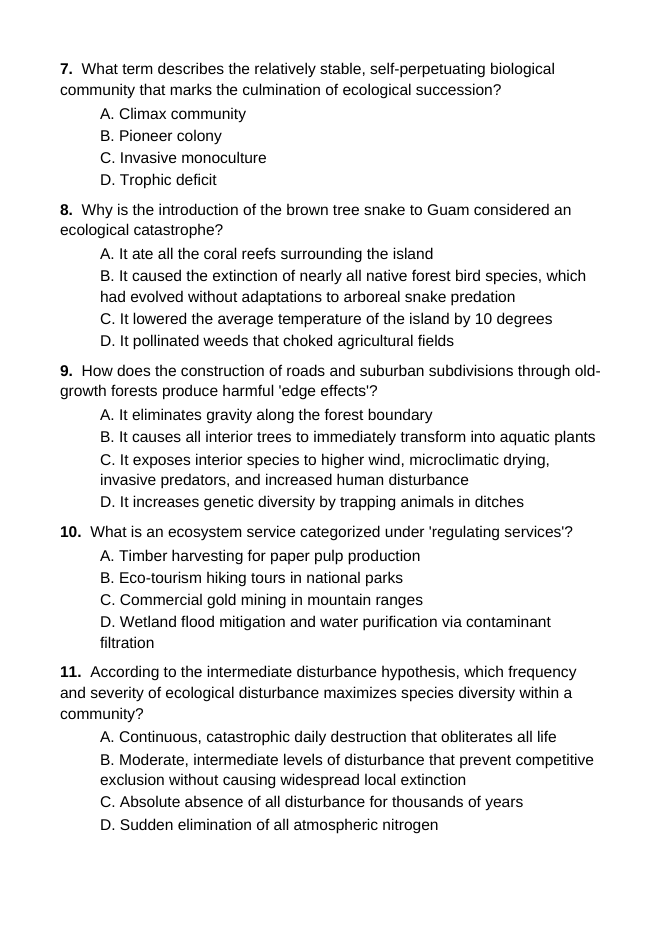 Ecosystem Disruptions & Biodiversity Lesson Quiz sample page