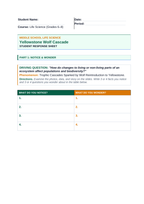 Ecosystem Disruptions & Biodiversity Phenomena-Based Lesson: Trophic Cascades Sparked by Wolf Reintroduction to Yellowstone Student Response Sheet sample page