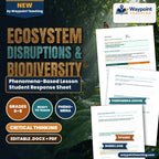 Ecosystem Disruptions & Biodiversity Phenomena-Based Lesson: Trophic Cascades Sparked by Wolf Reintroduction to Yellowstone Student Response Sheet cover