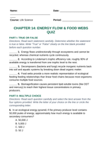 Energy Flow & Food Webs Lesson Quiz sample page