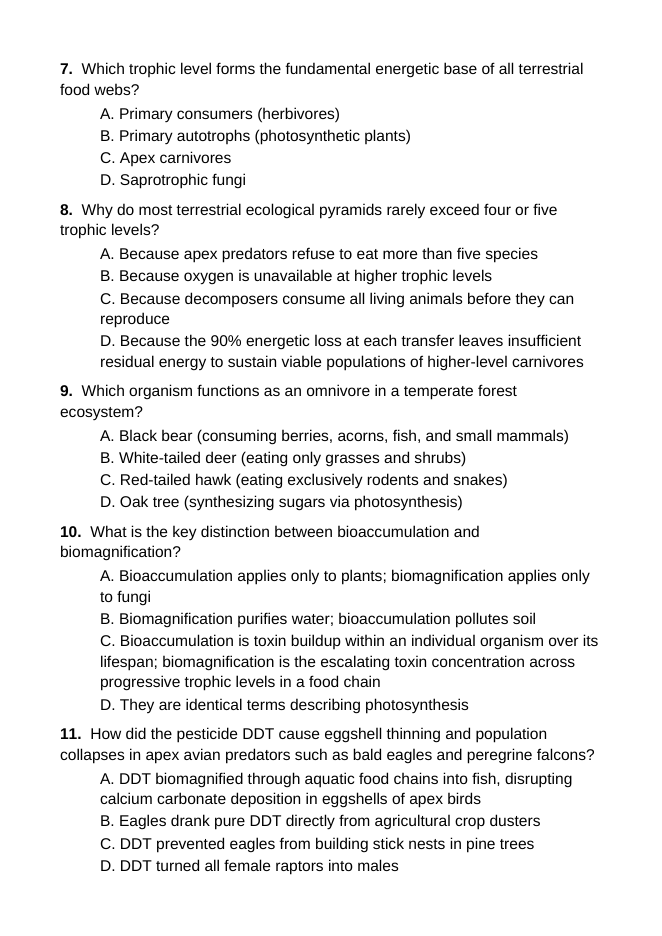 Energy Flow & Food Webs Lesson Quiz sample page